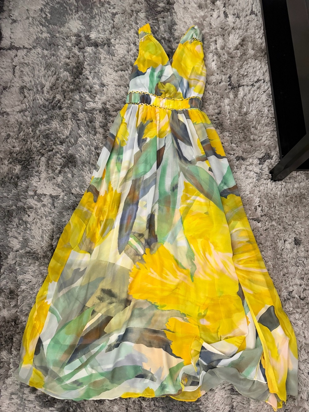 White House Black Market Yellow Floral Maxi Dress